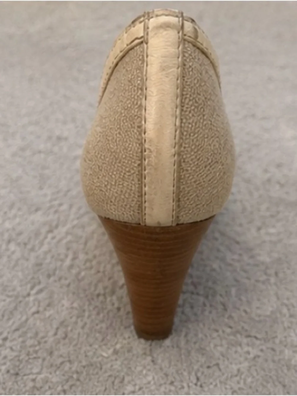 Tory Burch Cream Peep-Toe Logo Flats
